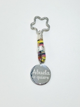 Llavero Abuela te quiero chapa redonda en acero inox